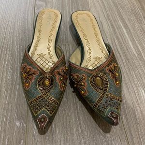 Vice Versa beautifully hand beaded mules